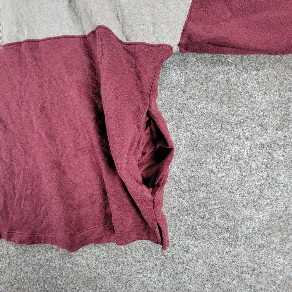 Victoria's Secret Varsity 1/2-Zip Sweatshirt Womens XL Gray‎ Maroon Love Pink